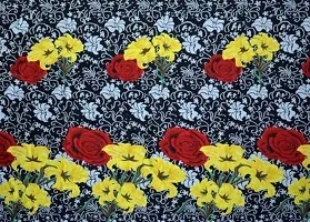 PCOTT Prime Collection 144TC 3D Printed Polycotton Double Bedsheet with 2 Pillow Covers (Multicolour, Size 87 x 87 Inch) - Black with Red  Yellow Flower 3D-M-thumb1