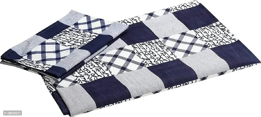 PCOTT Prime Collection 144 TC Polycotton 3D Printed Double Bedsheet with 2 Pillow Covers (Multicolour, Size 90 x 90 Inch) - Blue  White Check 3D3-thumb4