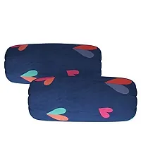 PCOTT 160 TC Supersoft Glace Cotton 8 pc Diwan Set, Multicolour (1 Single Bedsheet, 2 Bolster Covers and 5 Cushion Covers) - Blue Hearts-Diwan-thumb2