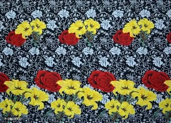 PCOTT Prime Collection 144 TC Polycotton 3D Printed Double Bedsheet with 2 Pillow Covers (Multicolour, Size 90 x 90 Inch) - Black with Red  Yellow Flower 3D1-thumb2