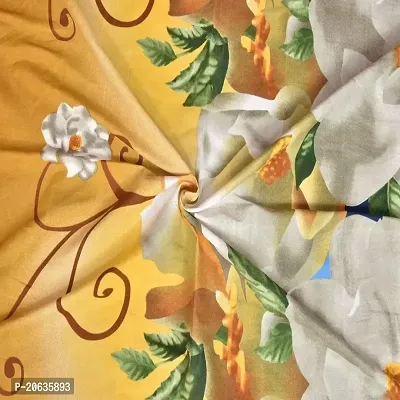 PCOTT Prime Collection 144TC 3D Printed Polycotton Double Bedsheet with 2 Pillow Covers (Multicolour, Size 87 x 87 Inch) - Yellow with White Roses 3D2-M-thumb4