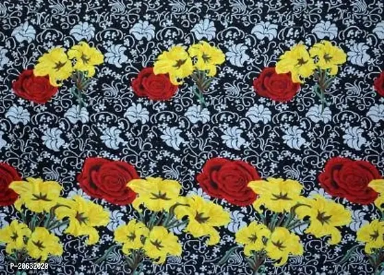 PCOTT Prime Collection 144 TC Polycotton 3D Printed Double Bedsheet with 2 Pillow Covers (Multicolour, Size 90 x 90 Inch) - Black with Red  Yellow Flower 3D3-thumb2