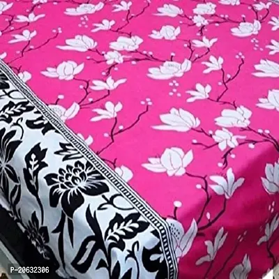 PCOTT Prime Collection 144 TC Polycotton 3D Printed Double Bedsheet with 2 Pillow Covers (Multicolour, Size 90 x 90 Inch) - Pink with White Flower 3D9-thumb2