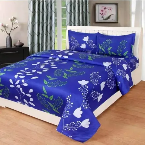 PCOTT Prime Collection 144 TC Polycotton 3D Printed Double Bedsheet with 2 Pillow Covers (Multicolour, Size 90 x 90 Inch)