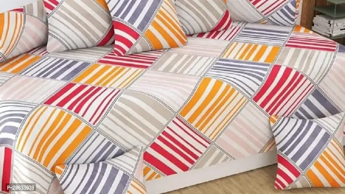 PCOTT 160 TC Supersoft Glace Cotton 8 pc Diwan Set, Multicolour (1 Single Bedsheet, 2 Bolster Covers and 5 Cushion Covers) - Multi Lines-Diwan-thumb2