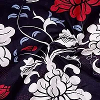 PCOTT Prime Collection 144TC 3D Printed Polycotton Double Bedsheet with 2 Pillow Covers (Multicolour, Size 87 x 87 Inch) - Black with Red  White Flowers 3-M-thumb1