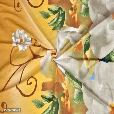 PCOTT Prime Collection 144TC 3D Printed Polycotton Double Bedsheet with 2 Pillow Covers (Multicolour, Size 87 x 87 Inch) - Yellow with White Roses 3D1-thumb4