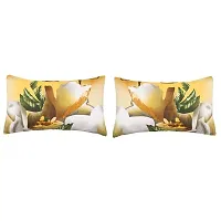 PCOTT Prime Collection 144TC 3D Printed Polycotton Double Bedsheet with 2 Pillow Covers (Multicolour, Size 87 x 87 Inch) - Yellow with White Roses 3D2-M-thumb1