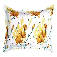 PCOTT Prime Collection 144 TC Polycotton 3D Printed Double Bedsheet with 2 Pillow Covers (Multicolour, Size 90 x 90 Inch) - White with Yellow Flowers 3D5-thumb2