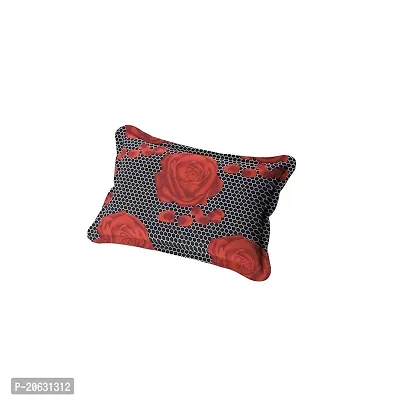 PCOTT Prime Collection 144TC 3D Printed Polycotton Double Bedsheet with 2 Pillow Covers (Multicolour, Size 87 x 87 Inch) - Dotted Black with Red Flower 3D-thumb3