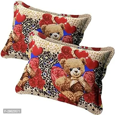 PCOTT Prime Collection 144TC 3D Printed Polycotton Double Bedsheet with 2 Pillow Covers (Multicolour, Size 87 x 87 Inch) - Teddy Bear 3D-M-thumb3