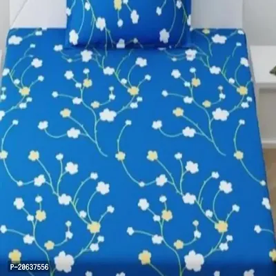 PCOTT Prime Collection 160TC Supersoft Glace Cotton Single Bedsheet with 1 Pillow Cover (Multicolour, Size 60 x 90 Inch) - Blue Bail 1 - Gold Single-thumb4