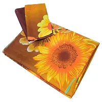 PCOTT Prime Collection 144 TC Polycotton 3D Printed Double Bedsheet with 2 Pillow Covers (Multicolour, Size 90 x 90 Inch) - Sunflower 3D5-thumb1