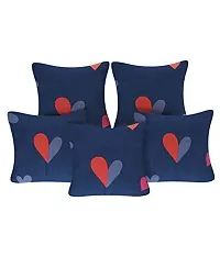 PCOTT 160 TC Supersoft Glace Cotton 8 pc Diwan Set, Multicolour (1 Single Bedsheet, 2 Bolster Covers and 5 Cushion Covers) - Blue Hearts-Diwan-thumb1