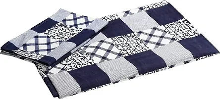 PCOTT Prime Collection 144 TC Polycotton 3D Printed Double Bedsheet with 2 Pillow Covers (Multicolour, Size 90 x 90 Inch) - Blue  White Check 3D5-thumb3