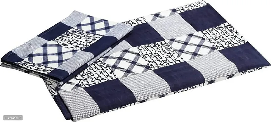 PCOTT Prime Collection 144 TC Polycotton 3D Printed Double Bedsheet with 2 Pillow Covers (Multicolour, Size 90 x 90 Inch) - Blue  White Check 3D5-thumb4