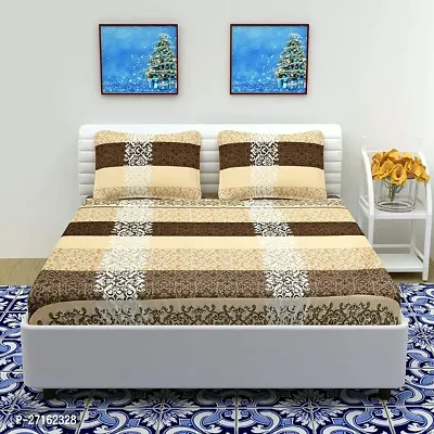 Fancy Glace Cotton Printed Bedsheet With 2 Pillow Covers-thumb0