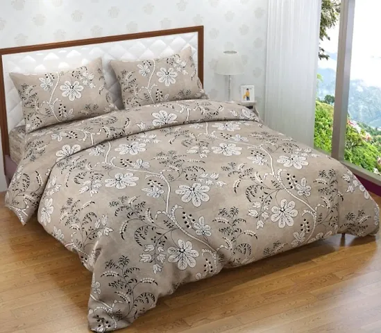 Printed Glace Cotton Double Bedsheet with 2 Pillow Covers