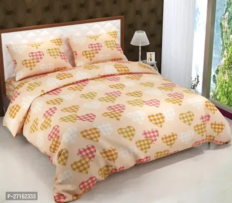 Fancy Glace Cotton Printed Bedsheet With 2 Pillow Covers-thumb0