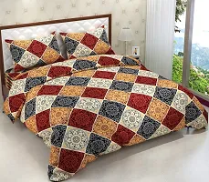 Fancy Glace Cotton Printed Bedsheet With 2 Pillow Covers-thumb1