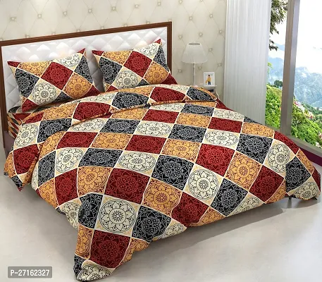 Fancy Glace Cotton Printed Bedsheet With 2 Pillow Covers-thumb2