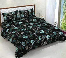 Fancy Glace Cotton Printed Bedsheet With 2 Pillow Covers-thumb1