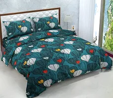 Fancy Glace Cotton Printed Bedsheet With 2 Pillow Covers-thumb1