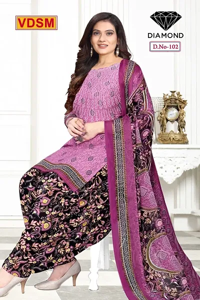 Stylish Art Silk Printed Unstitched Suit