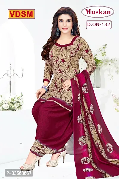 Unstitched Crepe Salwar Suit Material Printed-thumb0