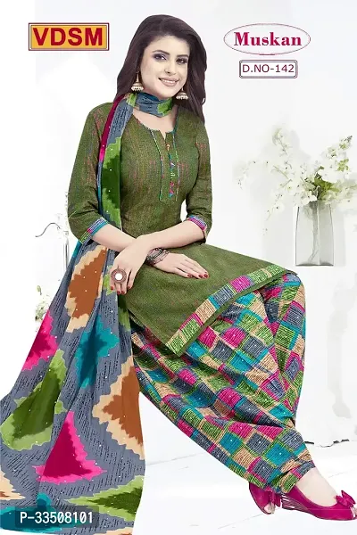 Unstitched Crepe Salwar Suit Material Printed-thumb0