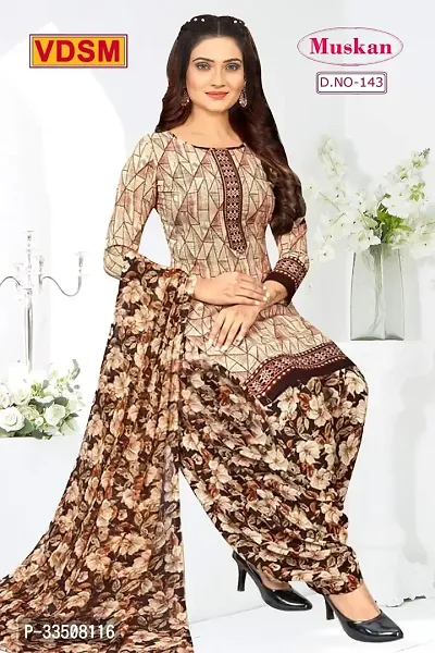 Unstitched Crepe Salwar Suit Material Printed-thumb0