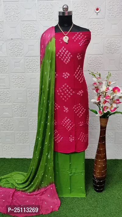Classic Printed Dress Material with Dupatta for Women