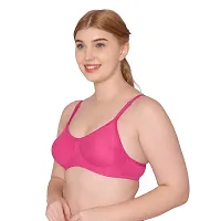 Komli Double Layered Seamless Non-Padded Cotton Rich Full Coverage Bra | Wireless/Wire-Free | Everyday Bra | Multi-Way Straps | Soft Cup (Dark Pink 40C)-thumb2