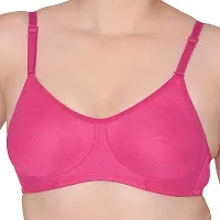 Komli Double Layered Seamless Non-Padded Cotton Rich Full Coverage Bra | Wireless/Wire-Free | Everyday Bra | Multi-Way Straps | Soft Cup (Dark Pink 40C)-thumb4