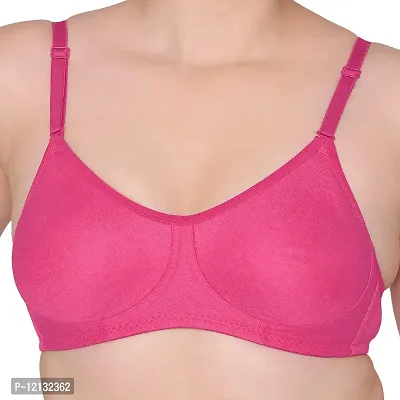 Komli Double Layered Seamless Non-Padded Cotton Rich Full Coverage Bra | Wireless/Wire-Free | Everyday Bra | Multi-Way Straps | Soft Cup (Dark Pink 40C)-thumb5