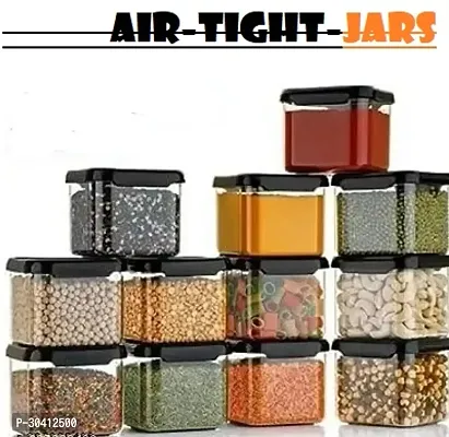 Unbreakable Air Tight Square Plastic Containers Set 500ml (PACK OF 12 BLACK)-thumb0