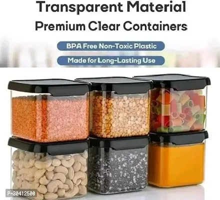 Unbreakable Air Tight Square Plastic Containers Set 500ml (PACK OF 12 BLACK)-thumb2