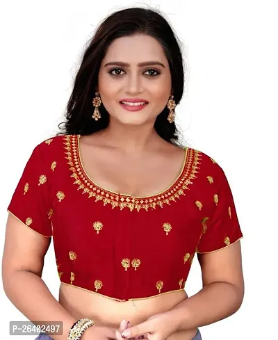 Reliable Red Satin Solid Stitched Blouse For Women-thumb0