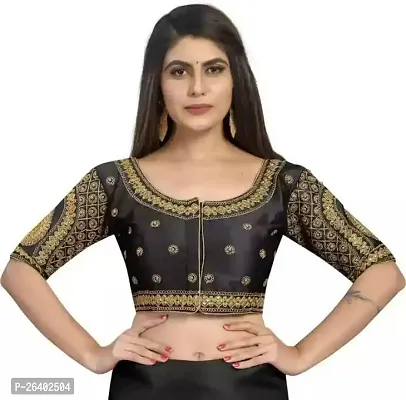 Reliable Black Silk Blend Solid Stitched Blouse For Women