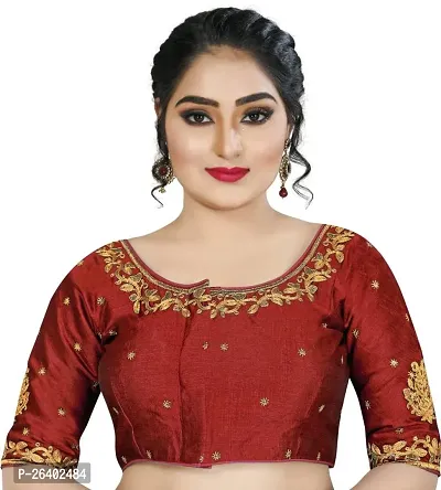 Reliable Maroon Silk Solid Stitched Blouse For Women