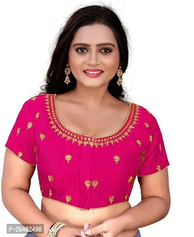 Reliable Pink Satin Solid Stitched Blouse For Women