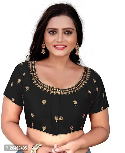 Reliable Black Satin Solid Stitched Blouse For Women-thumb0