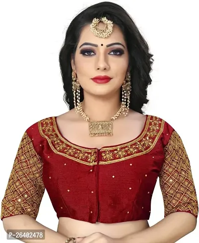 Reliable Maroon Silk Solid Stitched Blouse For Women-thumb0