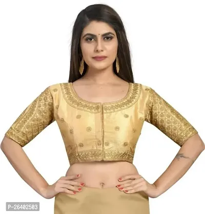 Reliable Golden Silk Blend Solid Stitched Blouse For Women