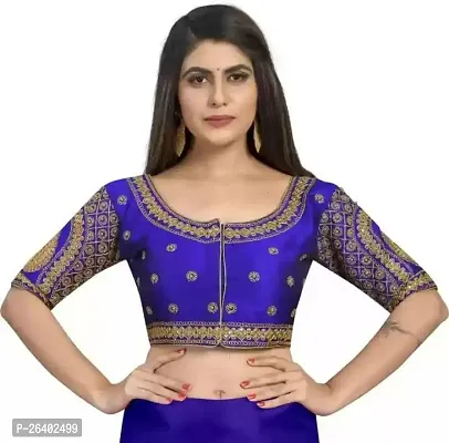 Reliable Blue Silk Blend Solid Stitched Blouse For Women