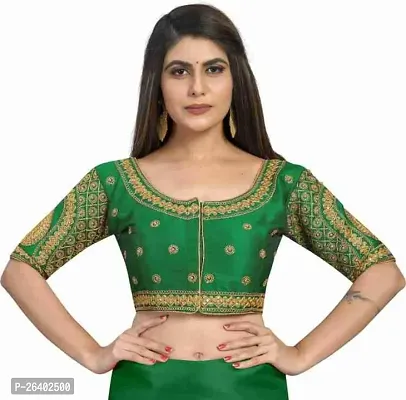 Reliable Green Silk Blend Solid Stitched Blouse For Women-thumb0