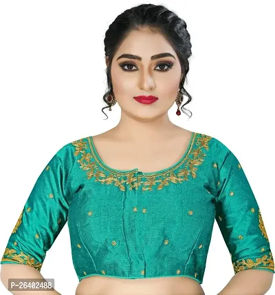 Reliable Blue Silk Solid Stitched Blouse For Women-thumb0