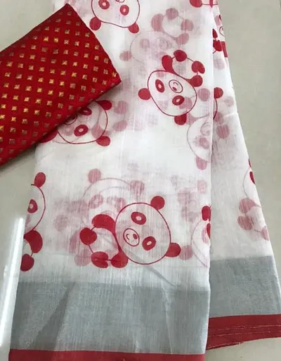 Chanderi Cotton Embroidered Saree with Blouse piece