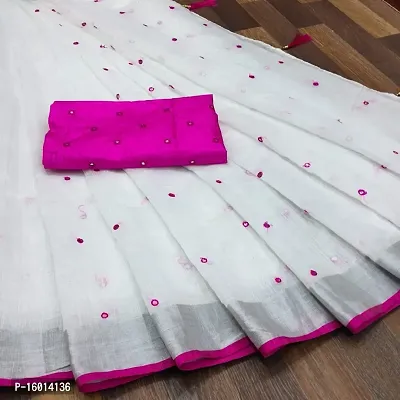 Chanderi Cotton Mirror Work Pink Saree with Blouse piece