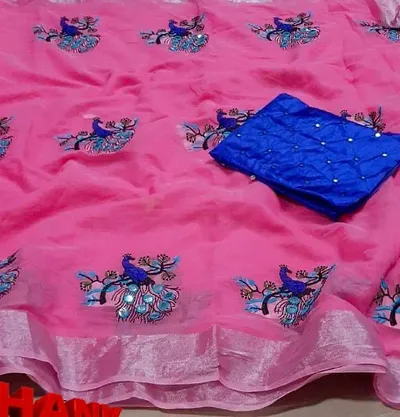 Chanderi Cotton Sarees With Blouse Piece